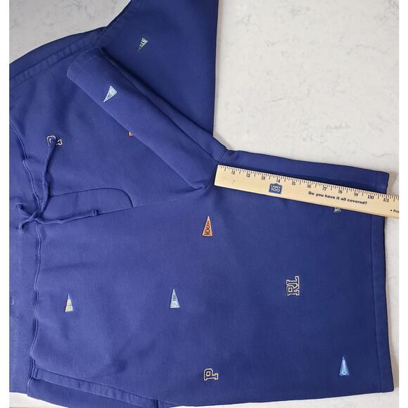 POLO Ralph Lauren Shorts All Over Embroidered Nautical Flags Blue Men's Size 2LT - Picture 9 of 10